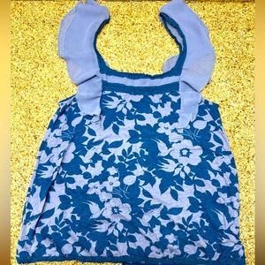 URBAN OUTFITTERS KIMCHI BLUE FLORAL BUTTERFLY SLEEVE TOP